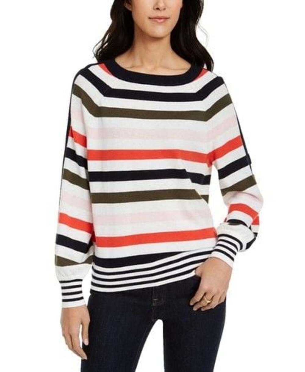 Tommy Hilfiger Women's Multicolor Striped Crew Neck Long Sleeve Sweater Size S